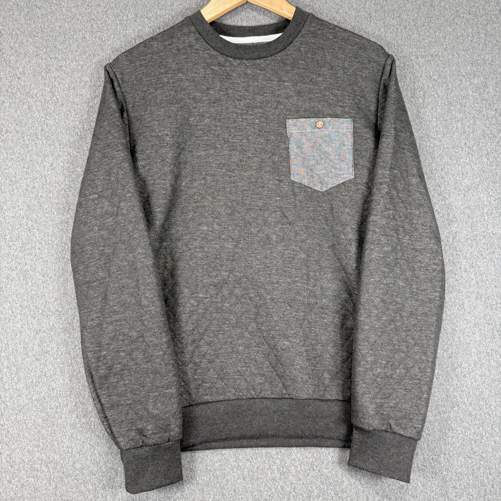 Sovereign Code Sweatshirt Mens Small Gray Quilted Pocket Crewneck Pullover Top
